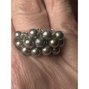 VINTAGE ARTISAN DESIGNER DANGLE BALL CHARMS RING 925 STERLING SILVER Size 8